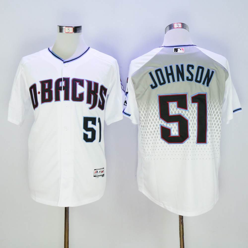 Men Arizona Diamondback 51 Johnson White MLB Jerseys3
